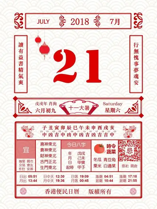 香港便民日历 7月21日