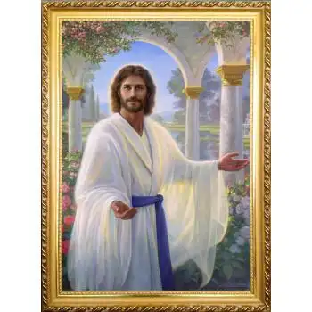 耶稣画像 以马内利 主 基督教装饰画 十字架油画艺术 客厅壁挂画 m款