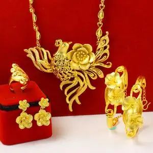 周大福缘正品黄金项链女款耳环手链戒指四件套装三件套9999足金结