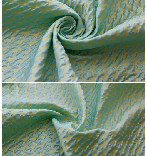 奶油糖果色织提花布立体浮雕小碎花布料清新配色微挺箱包连衣裙布