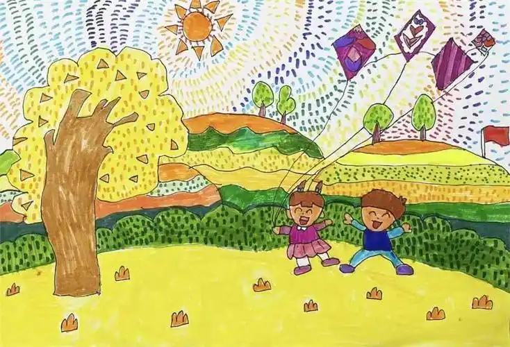 金色童年主题儿童画 - 元艺考