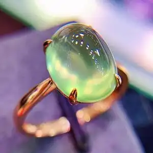 天然彩色宝石斯里兰卡女款葡萄石戒指18k玫瑰金镶嵌钻石原创设计