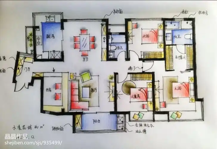手绘平面图图集汇总 – 设计本装修效果图