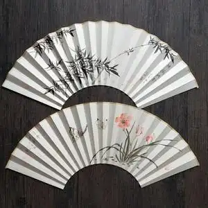 7寸18方折扇可配纯手绘兰竹图扇面国画水墨风配书法一图一拍包邮