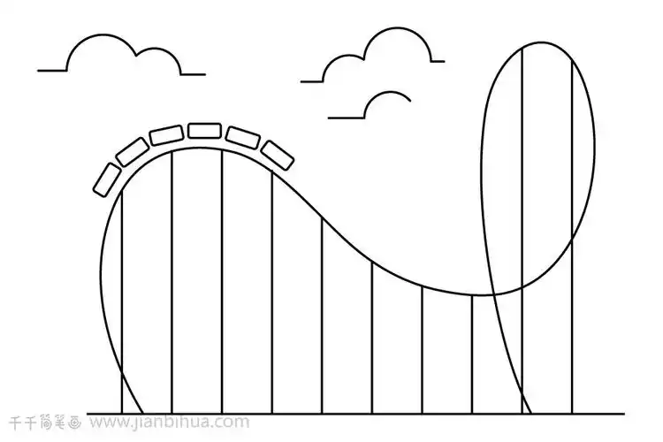 游乐园过山车手帐素材简笔画