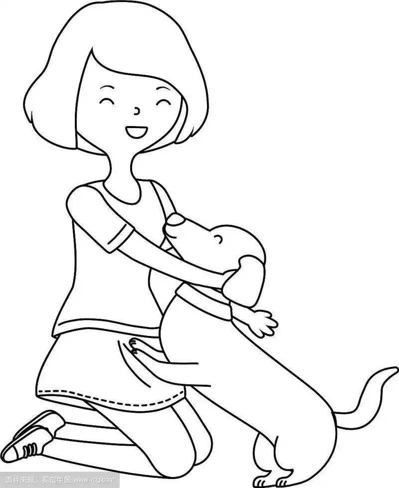 女孩与狗卡通设计