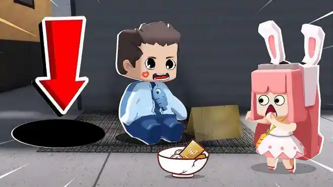 迷你世界:木鱼变成了乞丐,在家的下水道里,发现自己失忆了-游戏视频