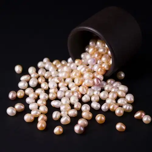 天然淡水无核珍珠散珠浙江诸暨珍珠米珠美甲饰品供曼扎七宝石保真