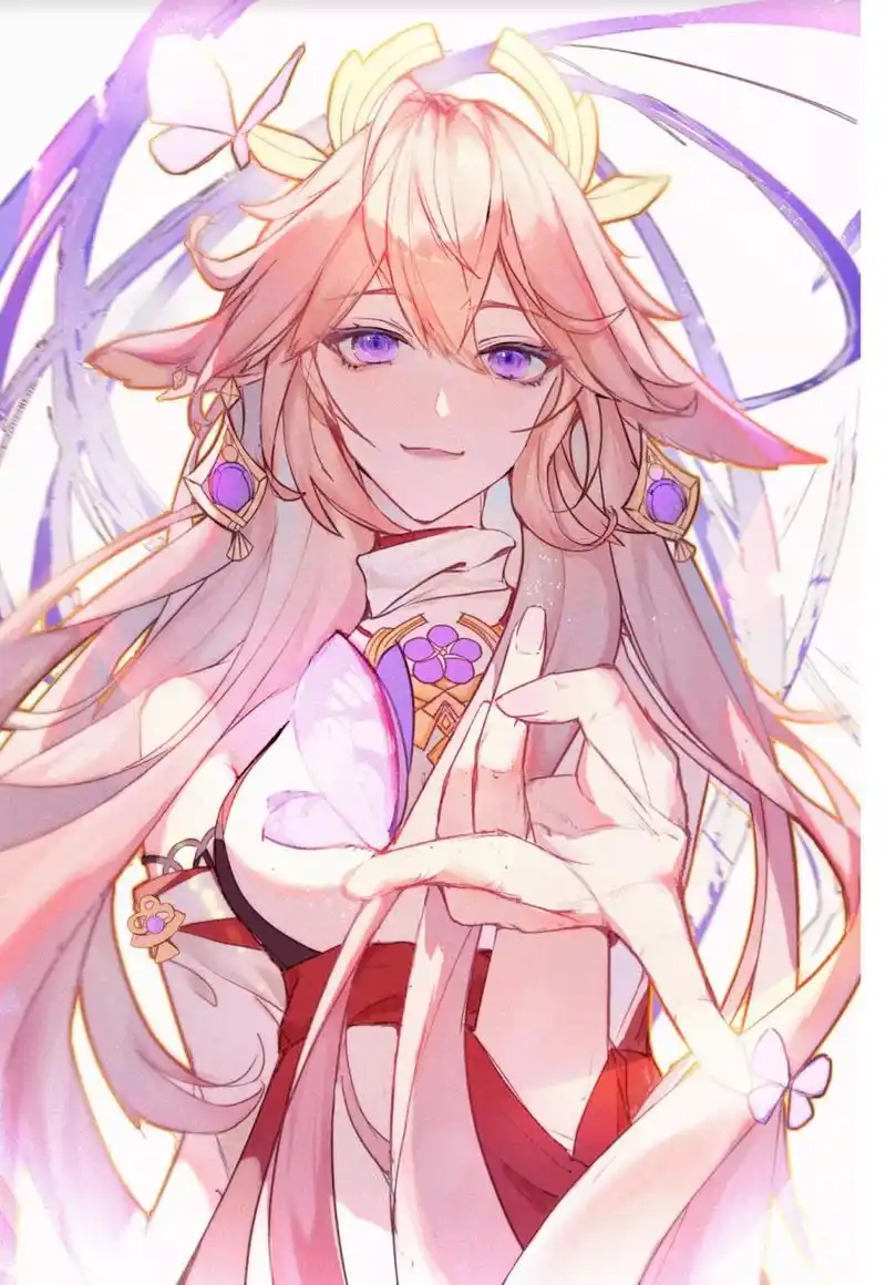 二次元美图# #原神#  八重神子 画师:月下弄影