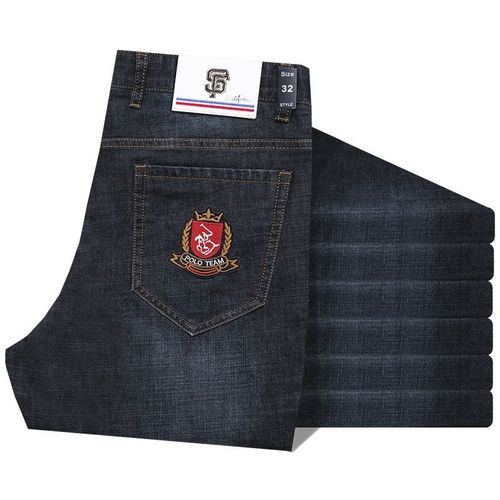 简马仕保罗美式高端品牌春夏薄款男士牛仔裤直筒休闲长裤刺绣logo中腰