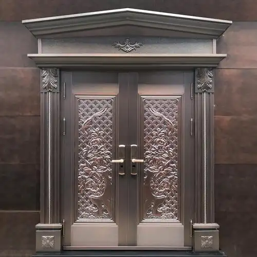 入户大门双开 别墅_厂家直销本亦铜门洋房别墅大门纯铜双开门入户真