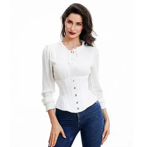 欧美宫廷塑身衣 提花弧形护跨沙漏束身衣 强力收腹塑身内衣corset