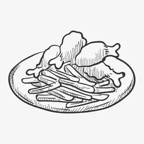 手绘盘子上的食物