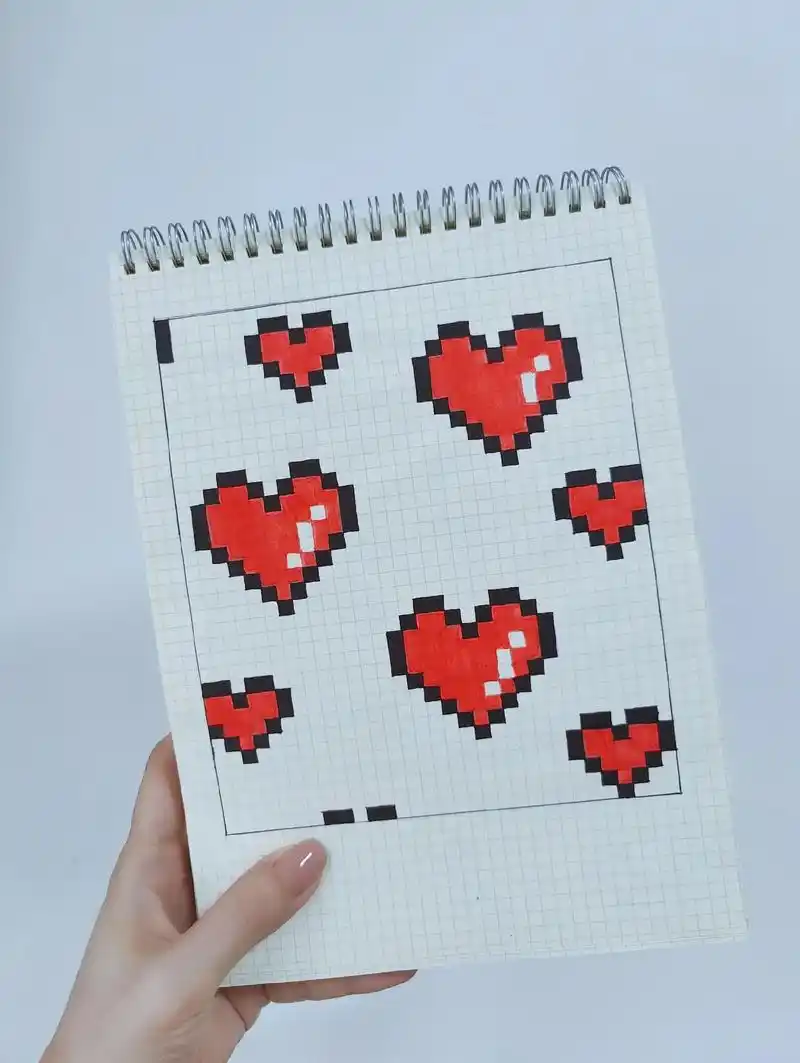 满屏爱心赠予你7815 #像素画  - 抖音