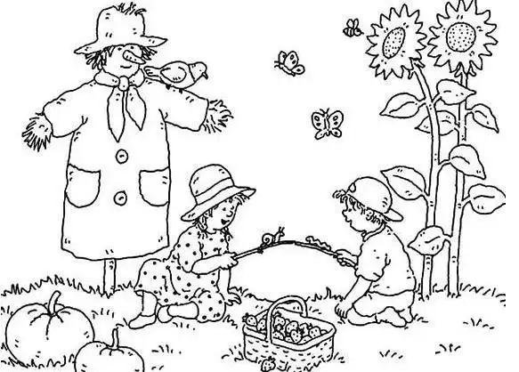 动物 风景 景物动物风景组合简笔画图森林