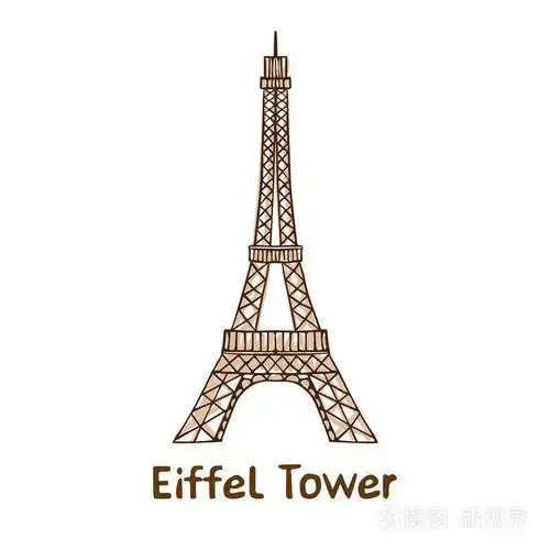 手绘埃菲尔铁塔矢量巴黎地标