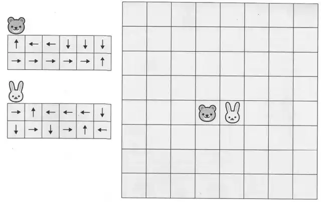 幼儿逻辑思维训练:在方格上的移动(空间认识)