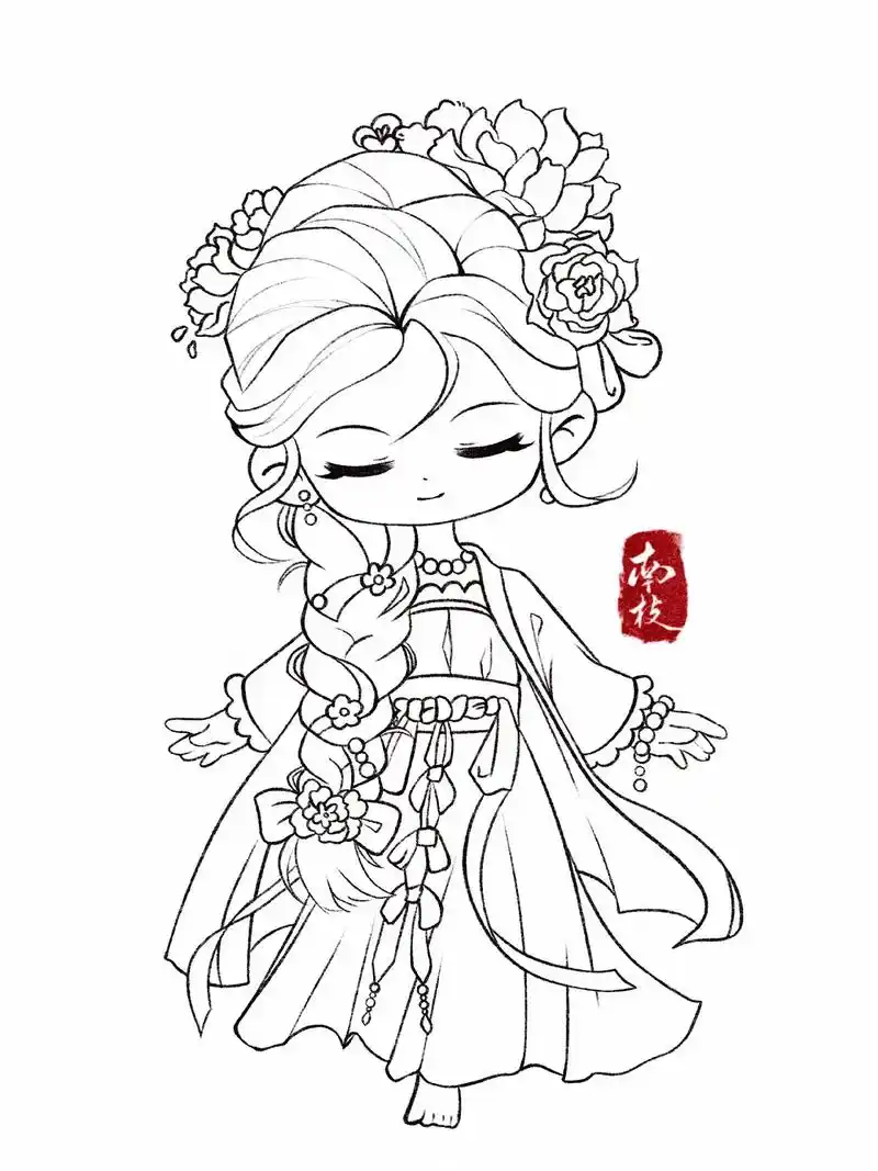 q版全身人物水彩