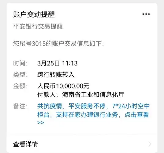 叮咚海南省新能源补贴钱包到账10000元