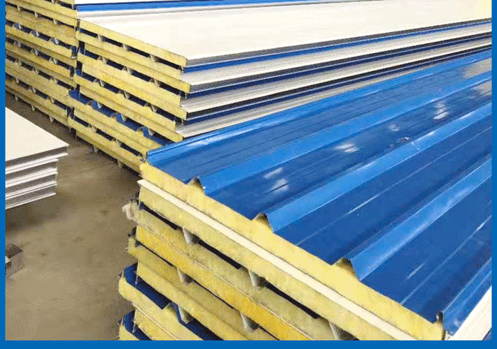 彩钢夹芯板四川成都双层彩钢板屋顶岩棉板彩钢瓦玻璃棉泡沫夹心板