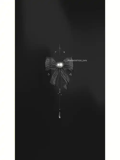 73蕾丝蝴蝶结d4单针纹身