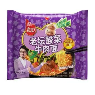 统一100老坛酸菜牛肉面方便面 100克*24袋整箱批发防碎包邮18省
