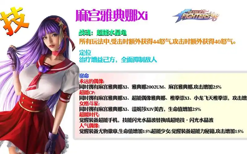 拳皇98终极之战ol麻宫雅典娜xi美化技能图简单分析