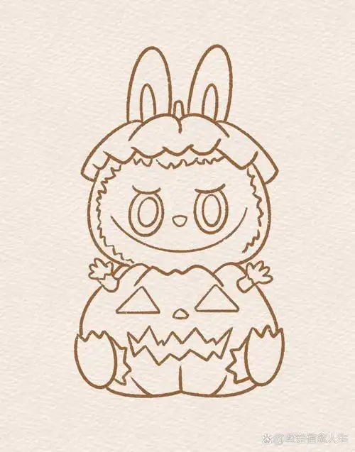 简笔画|泡泡玛特labubu怪物嘉年华·南瓜怪99