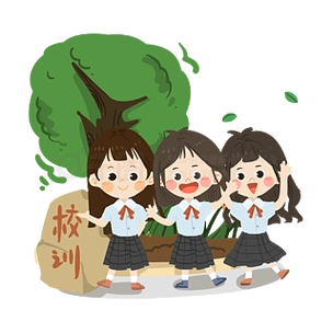 卡通女孩毕业季合影png素材