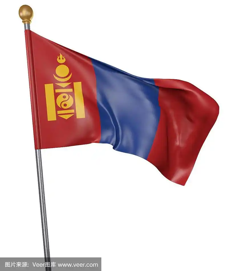 白色背景上的蒙古国旗