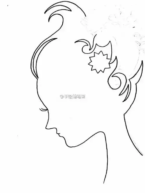 时尚女生侧面剪影效果简笔画教程很有味道哦