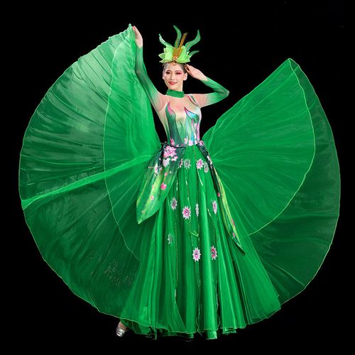 开场舞大摆裙大气新款歌伴舞连衣长裙合唱服现代舞蹈演出民族服装