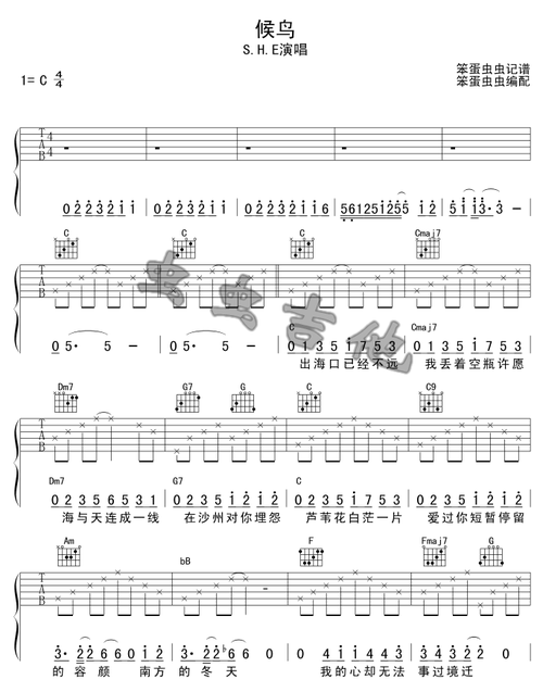 候鸟吉他谱刘若英吉他图片谱2张