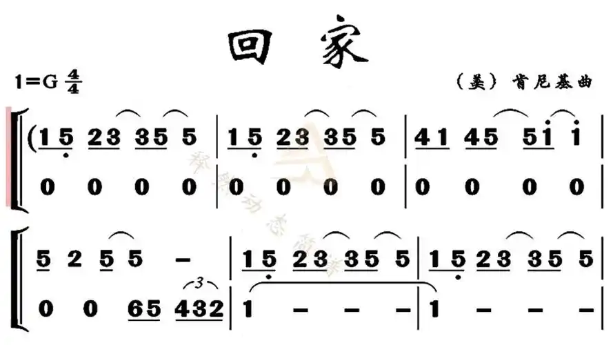 《回家》动态简谱,萨克斯名曲,看看大师如何演绎!