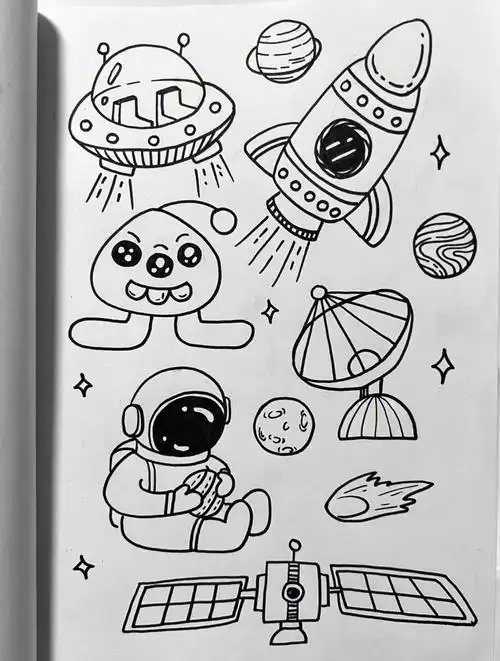 8100挑战100张简笔画素材太空宇宙篇