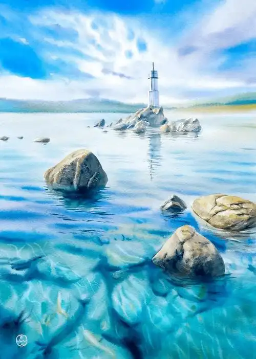 俄罗斯水彩画家anastasiapetriaeva作品欣赏海水篇一