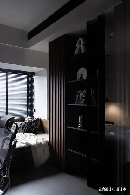 70万元二居83平米装修案例_效果图 - 暗黑玩家|胡桃木 酷感黑白的随性