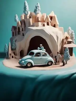 创意小汽车微缩场景图片