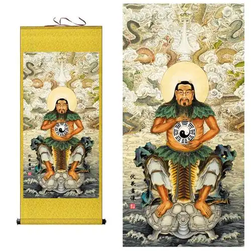 三皇画像神农伏羲卷轴人文始祖炎帝挂画中医国画