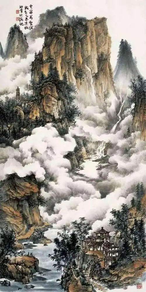这组山水画,云雾缭绕,宛如仙境!|国画|中国画|云山|秀色_网易订阅