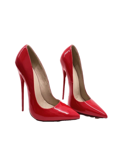 室内鞋l红色鞋16cm尖头超高跟细跟浅口鞋派对鞋底4345男女大码