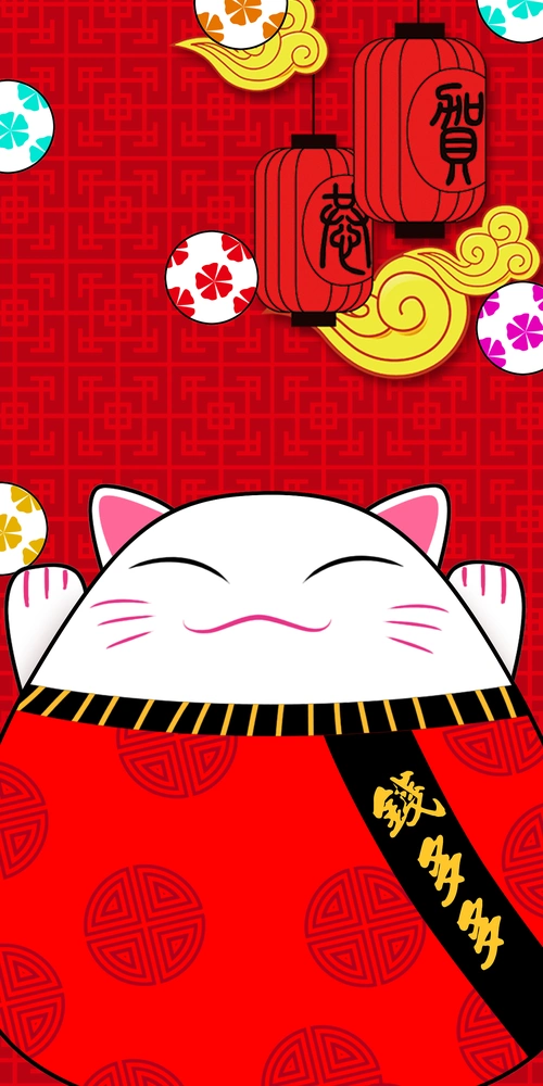 招财猫壳子插画
