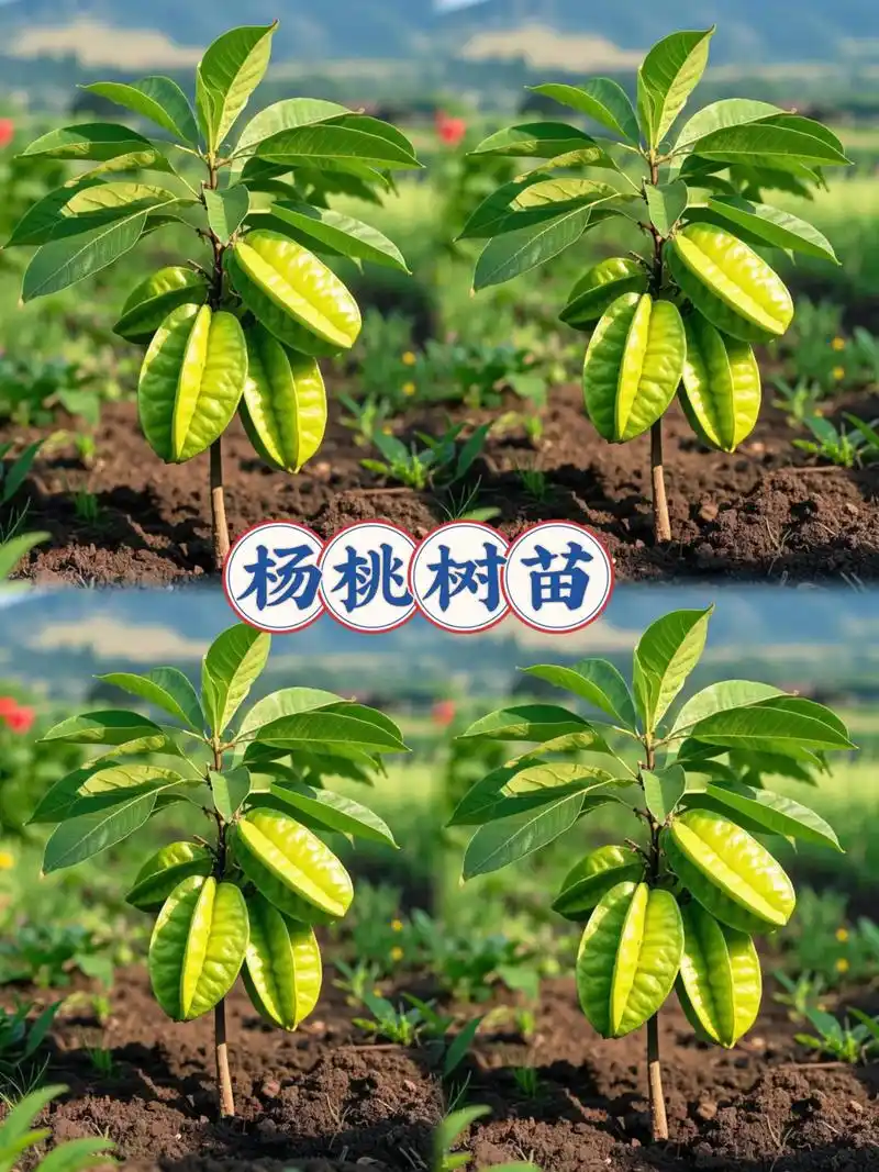 杨桃树苗.咬下一口杨桃,脆嫩的果肉饱含丰富汁水,清甜中带着一