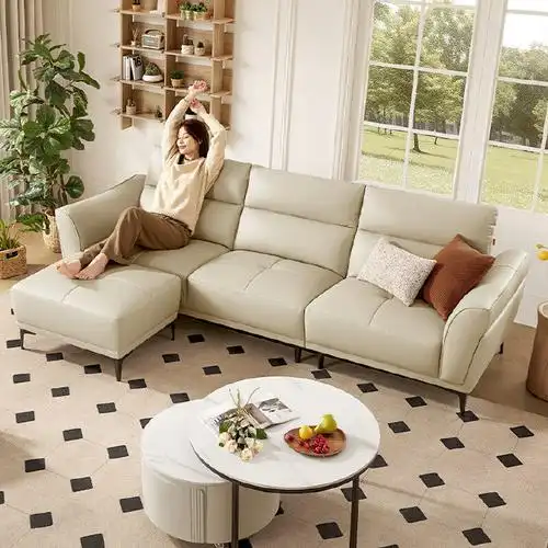 【京东】顾家家居(kuka)头层牛皮沙发客厅沙发大小户型1227柔空白3人