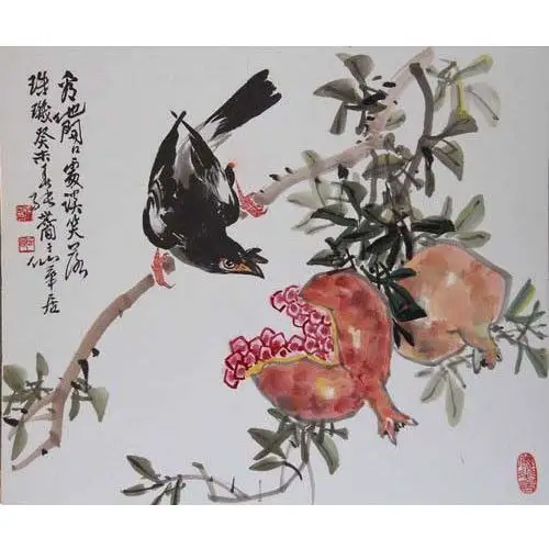 石榴国画欣赏