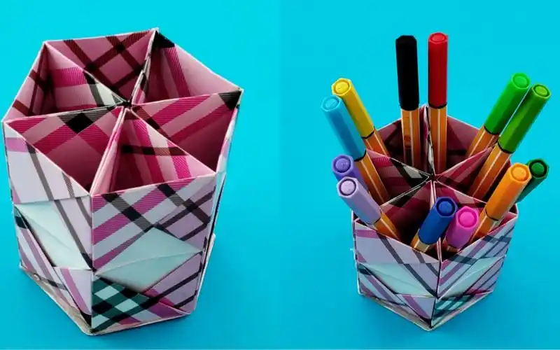 如何简单做笔筒 |折纸笔架教程(3 分钟内)