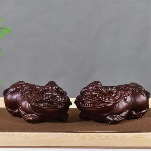 黑檀木雕貔貅摆件整木实木大号手把客厅装饰招财木头木雕刻工艺品