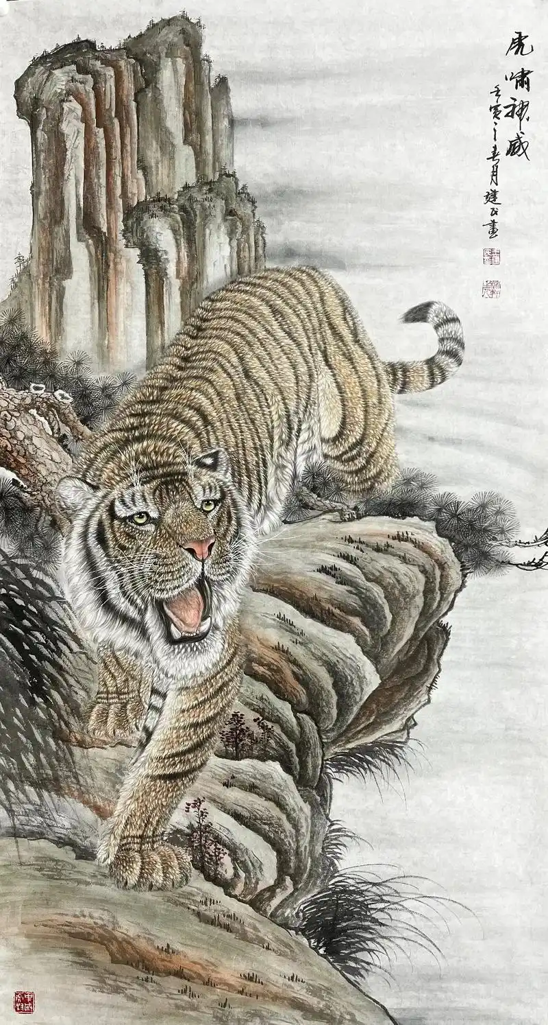 "中国虎王"—王建民作品 #国画艺术 #工笔画 #名家书画  - 抖音