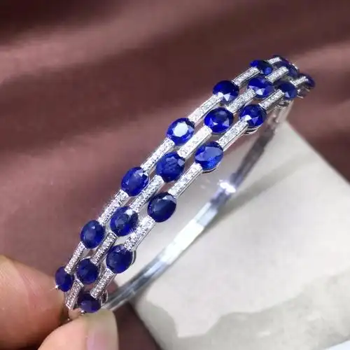 18k天然蓝宝石手镯