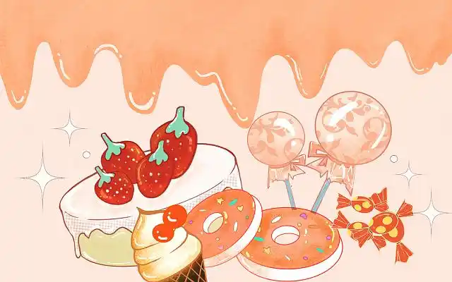 卡通可爱风格甜品草莓蛋糕甜甜圈棒棒糖jpg甜品元素